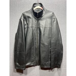 Vintage Franklin Allen Leather Bomber Heavy Duty Jacket Black Mens Size 3XL